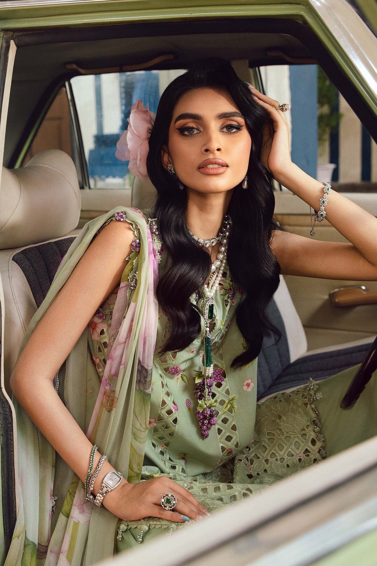 M.PRINTS 3 PIECE UNSTITCHED EMBROIDERED LAWN SUIT MPT-2706-A