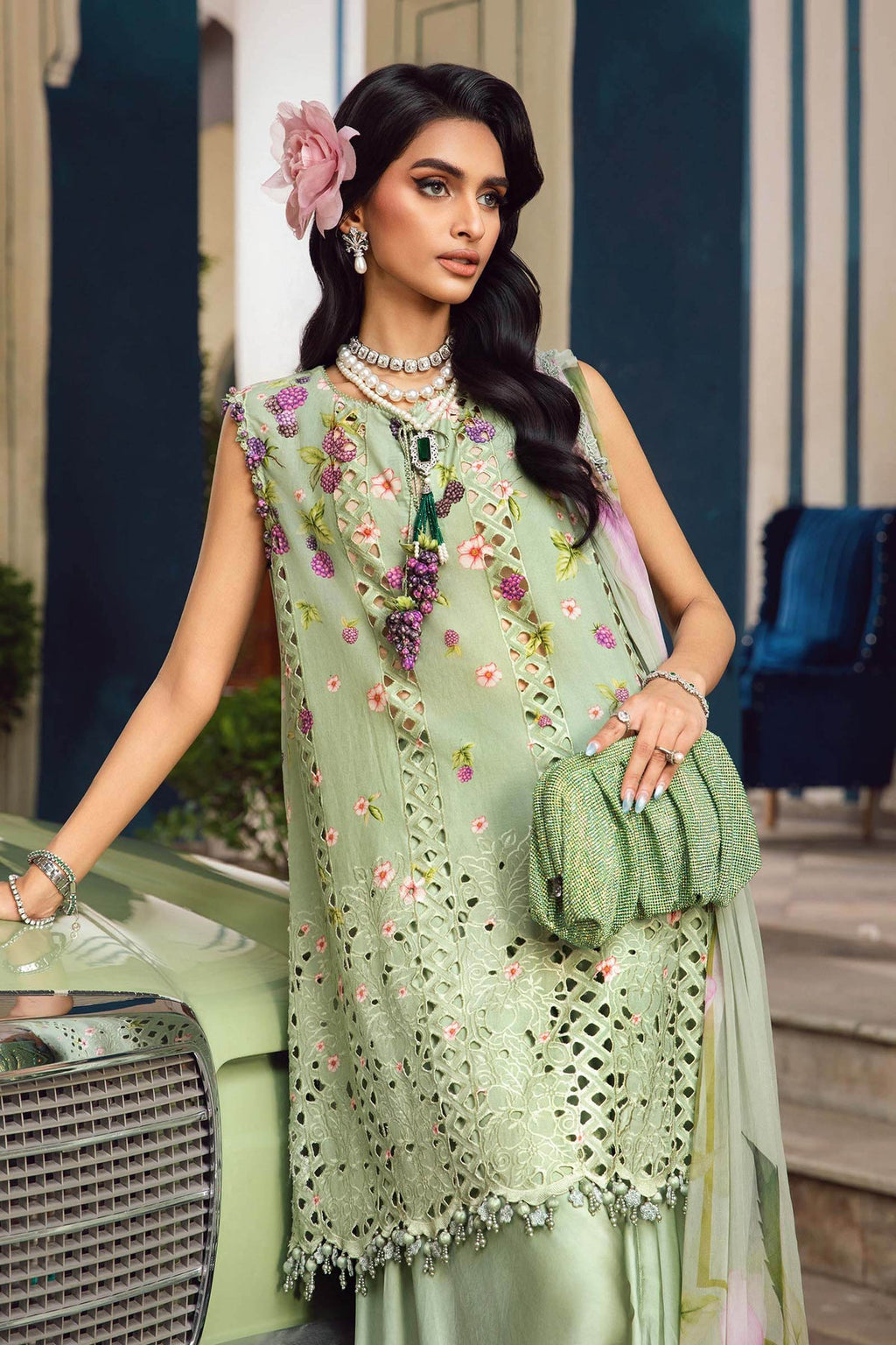 M.PRINTS 3 PIECE UNSTITCHED EMBROIDERED LAWN SUIT MPT-2706-A