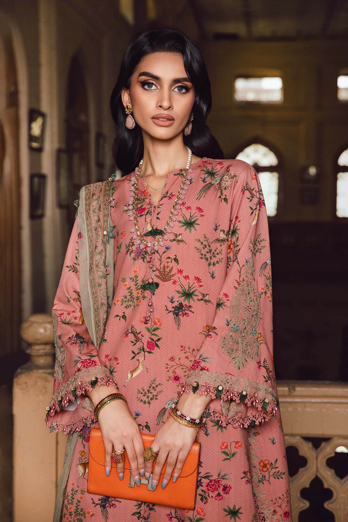 M.PRINTS 3 PIECE UNSTITCHED EMBROIDERED LAWN SUIT MPT-2707-A