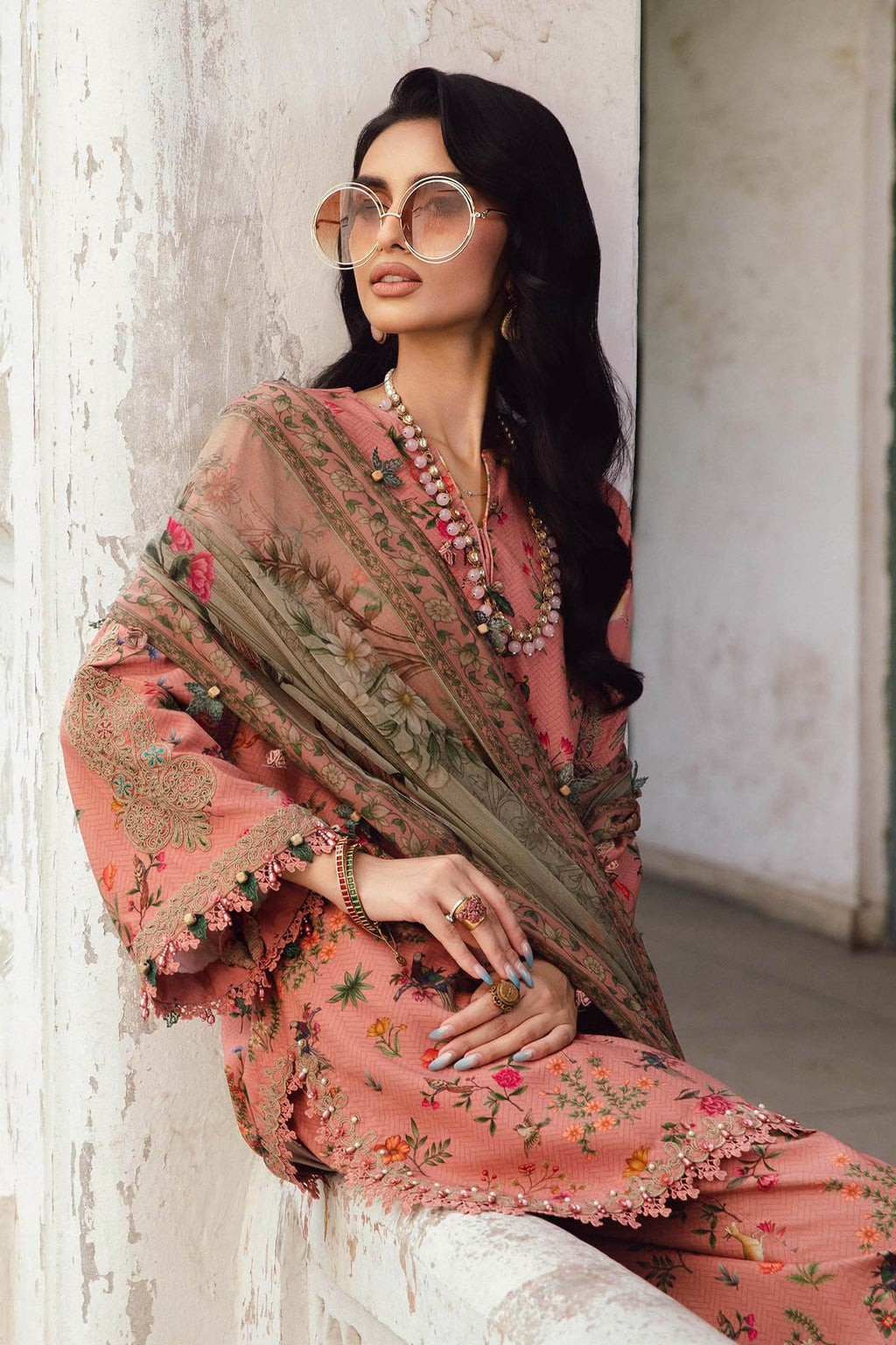 M.PRINTS 3 PIECE UNSTITCHED EMBROIDERED LAWN SUIT MPT-2707-A