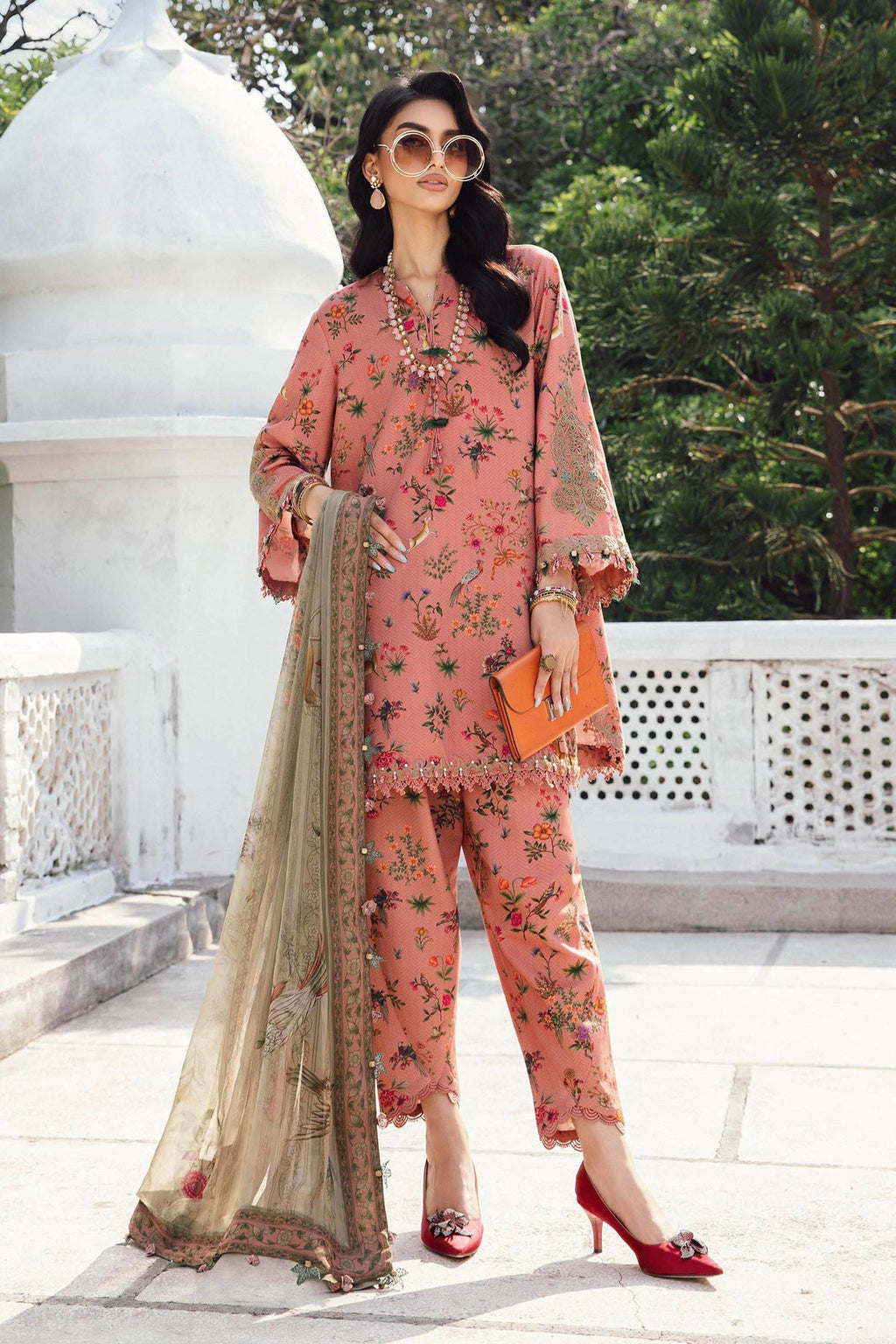 M.PRINTS 3 PIECE UNSTITCHED EMBROIDERED LAWN SUIT MPT-2707-A