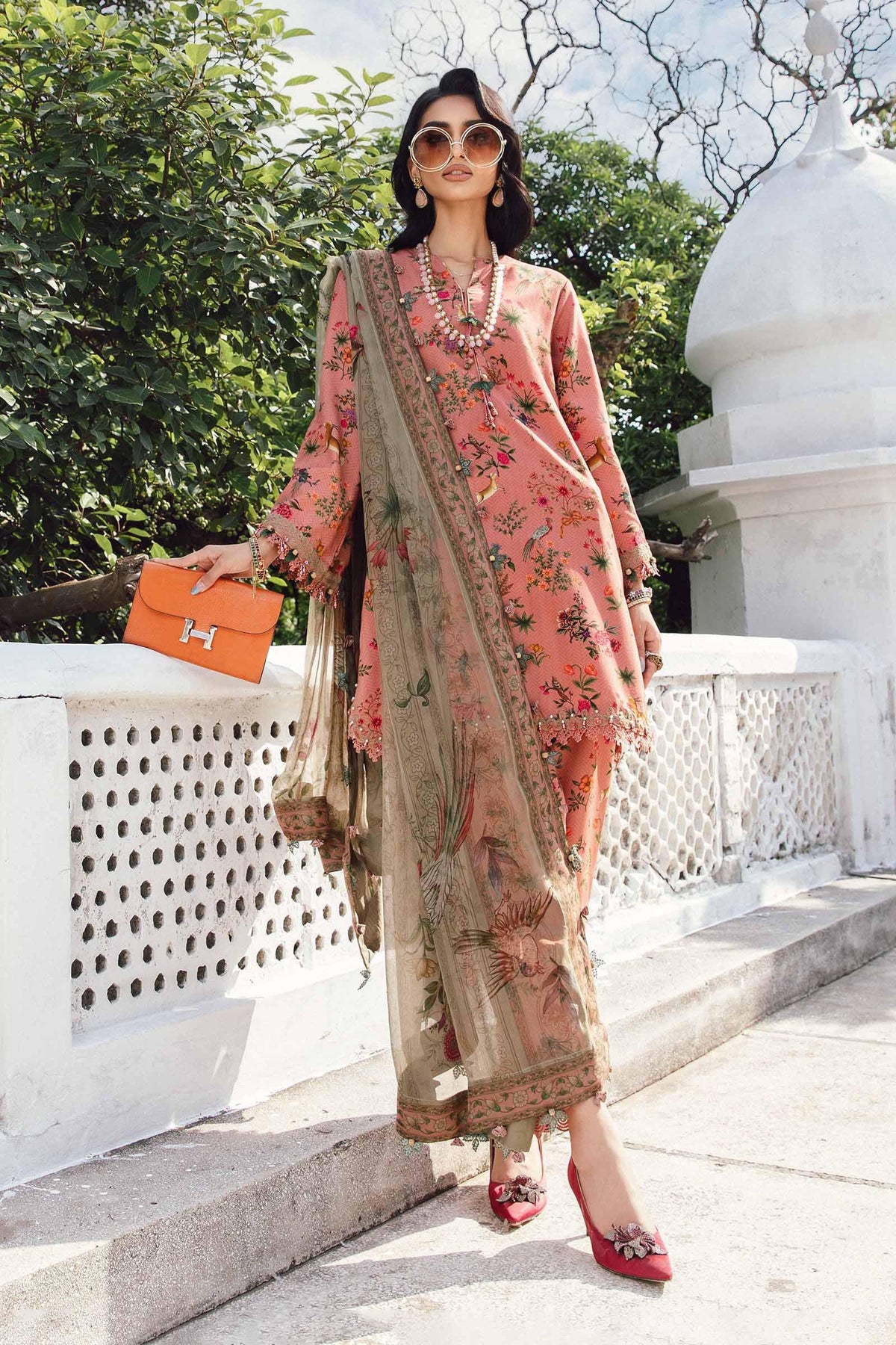 M.PRINTS 3 PIECE UNSTITCHED EMBROIDERED LAWN SUIT MPT-2707-A