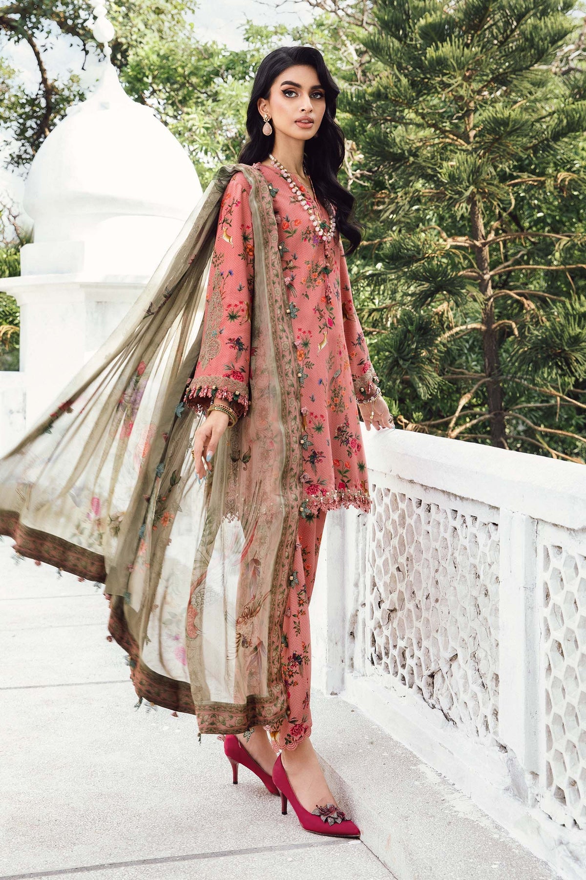 M.PRINTS 3 PIECE UNSTITCHED EMBROIDERED LAWN SUIT MPT-2707-A
