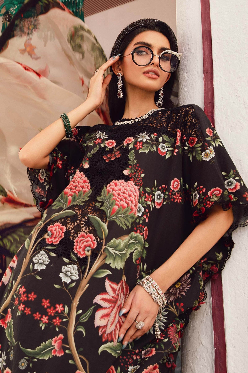 M.PRINTS 3 PIECE UNSTITCHED EMBROIDERED LAWN SUIT MPT-2709-B