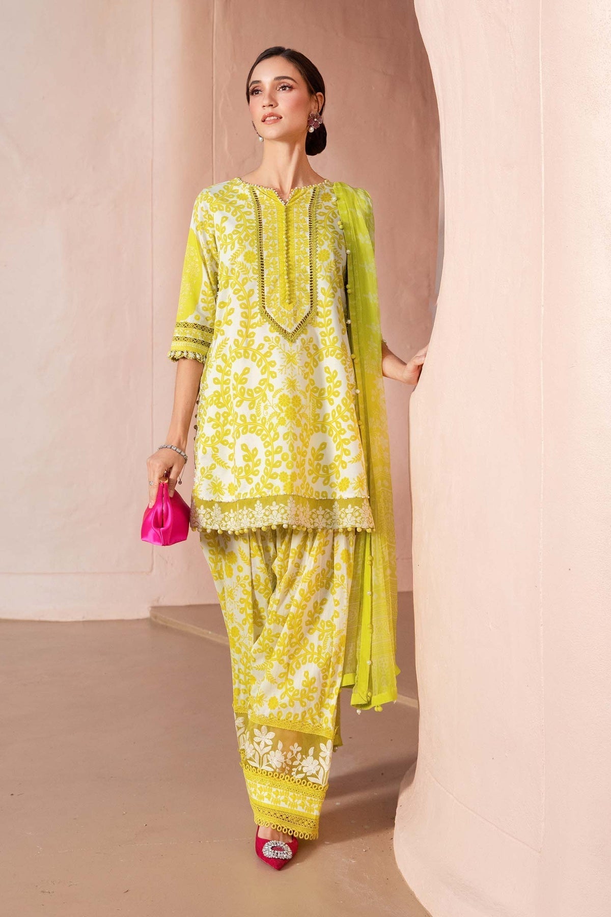 M.PRINTS 3 PIECE UNSTITCHED EMBROIDERED LAWN SUIT MPT-2504-A