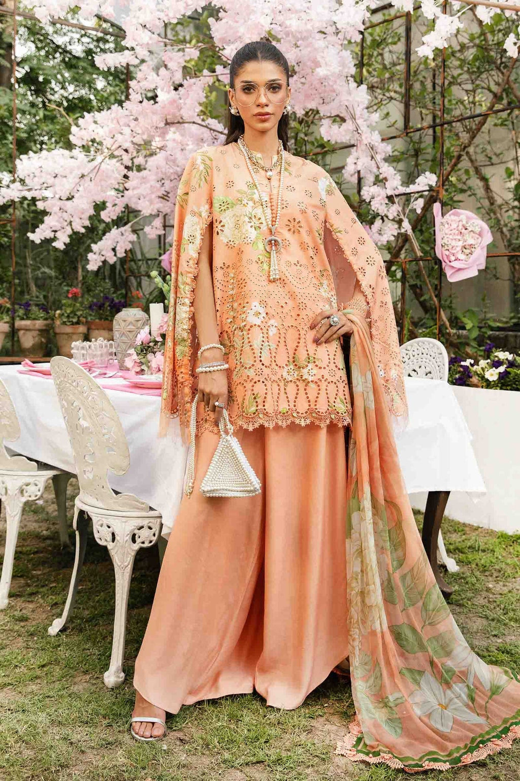 M.PRINTS 3 PIECE UNSTITCHED EMBROIDERED LAWN SUIT MPT-2602-A