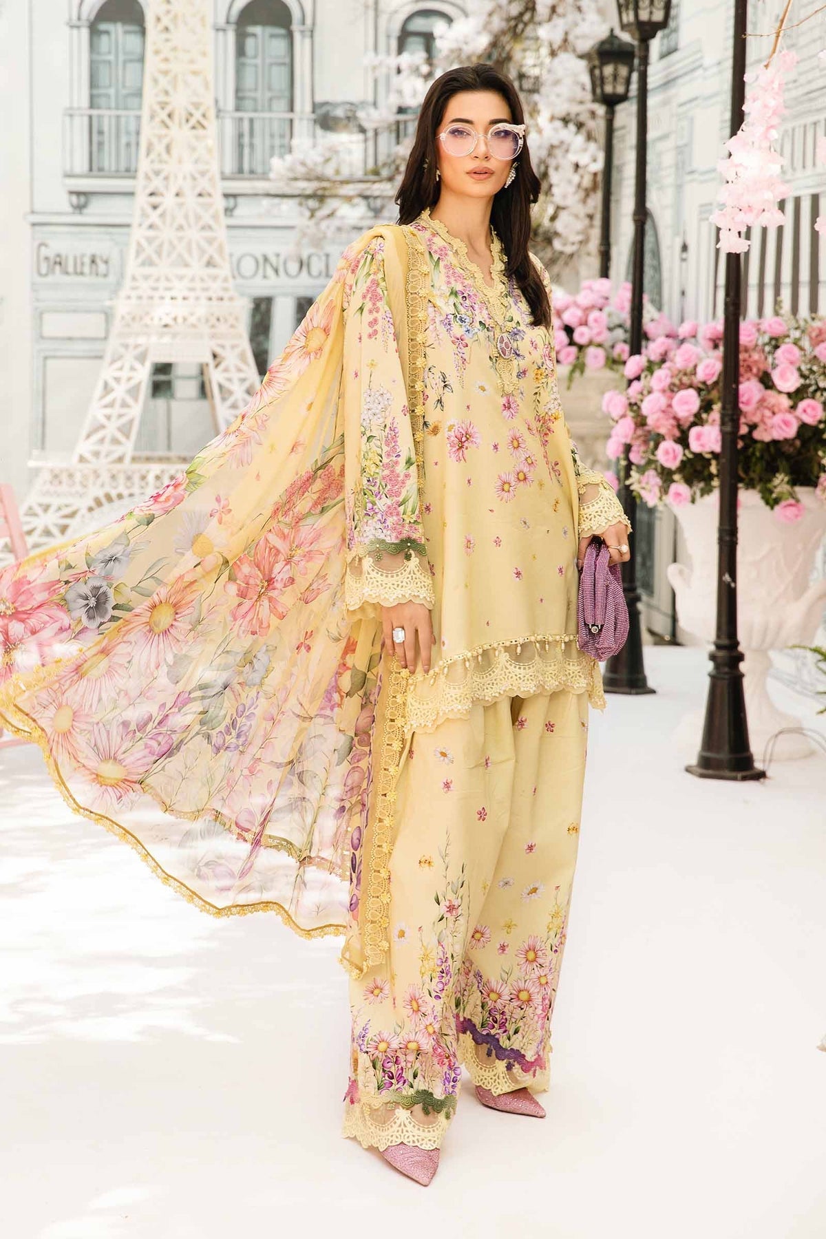 M.PRINTS 3 PIECE UNSTITCHED EMBROIDERED LAWN SUIT MPT-2603-A