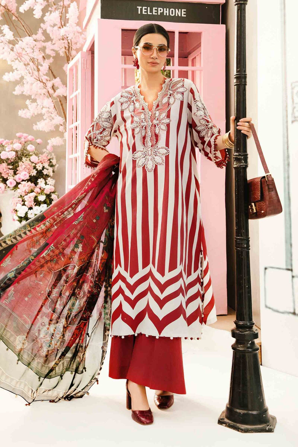 M.PRINTS 3 PIECE UNSTITCHED EMBROIDERED LAWN SUIT MPT-2609-A