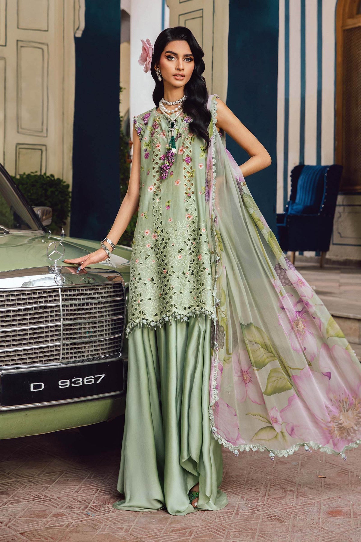 M.PRINTS 3 PIECE UNSTITCHED EMBROIDERED LAWN SUIT MPT-2706-A