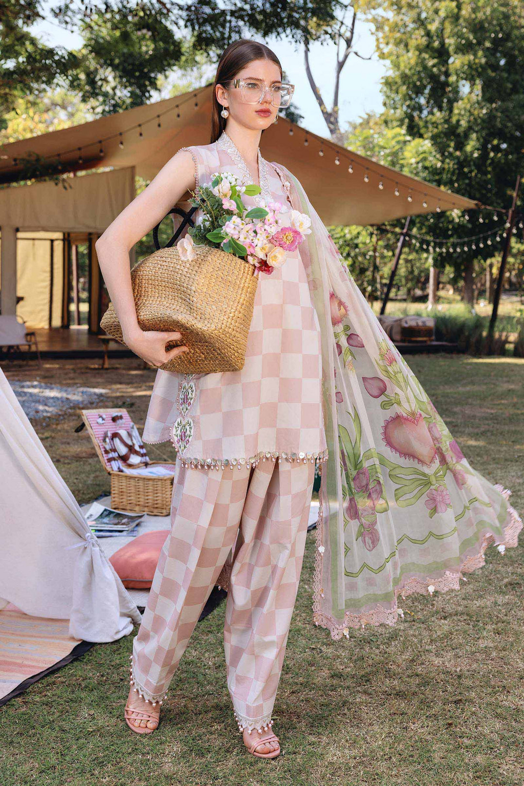 M.PRINTS 3 PIECE UNSTITCHED EMBROIDERED LAWN SUIT MPT-2906-A