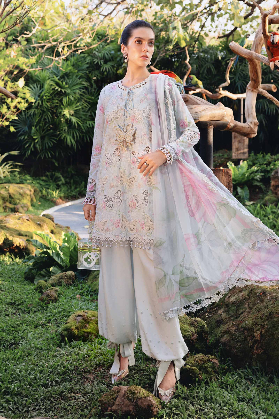 M.PRINTS 3 PIECE UNSTITCHED EMBROIDERED LAWN SUIT MPT-2901-A