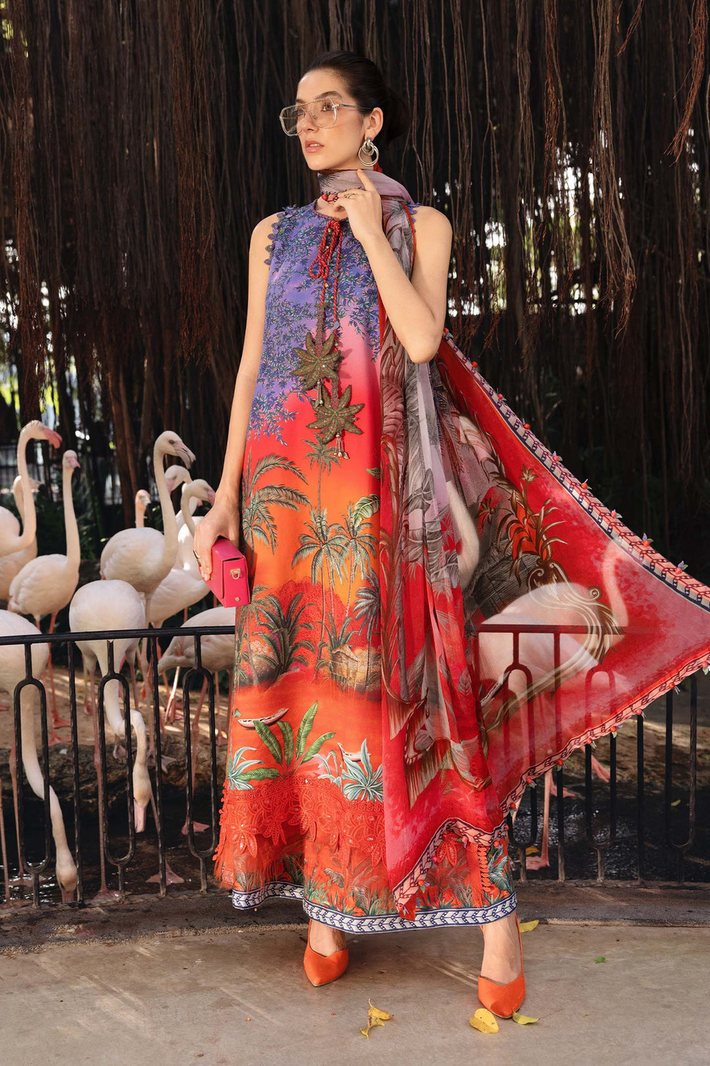 M.PRINTS 3 PIECE UNSTITCHED EMBROIDERED LAWN SUIT MPT-2907-B