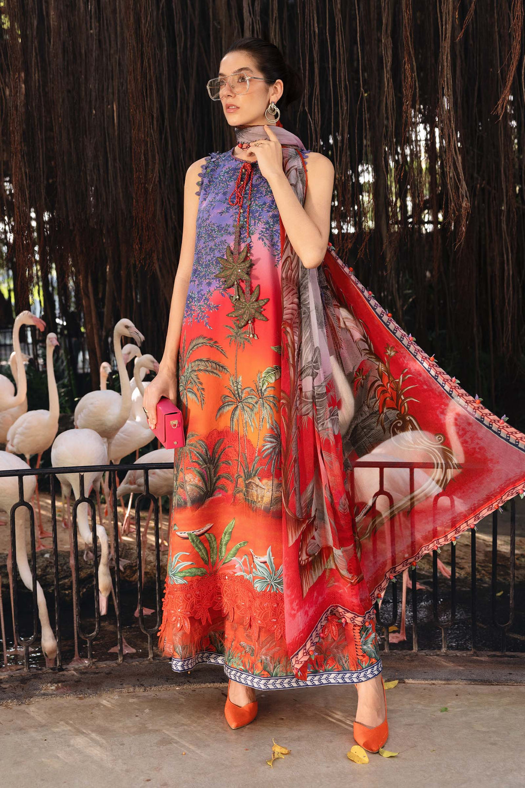 M.PRINTS 3 PIECE UNSTITCHED EMBROIDERED LAWN SUIT MPT-2907-B