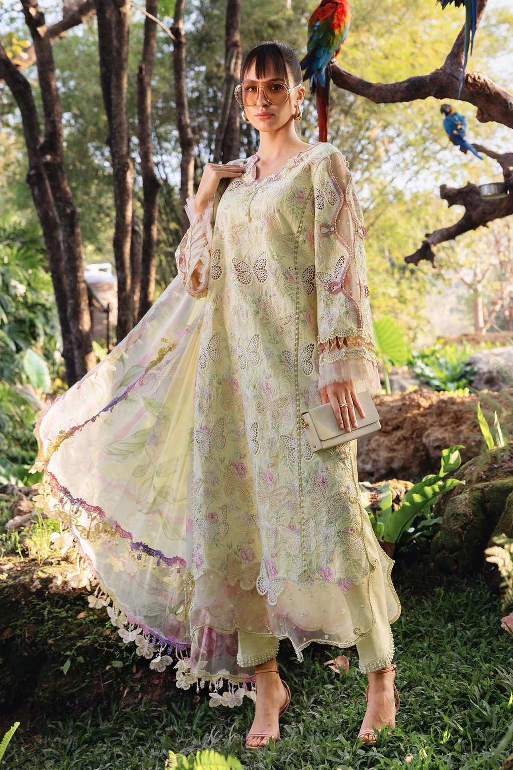 M.PRINTS 3 PIECE UNSTITCHED EMBROIDERED LAWN SUIT MPT-2901-B