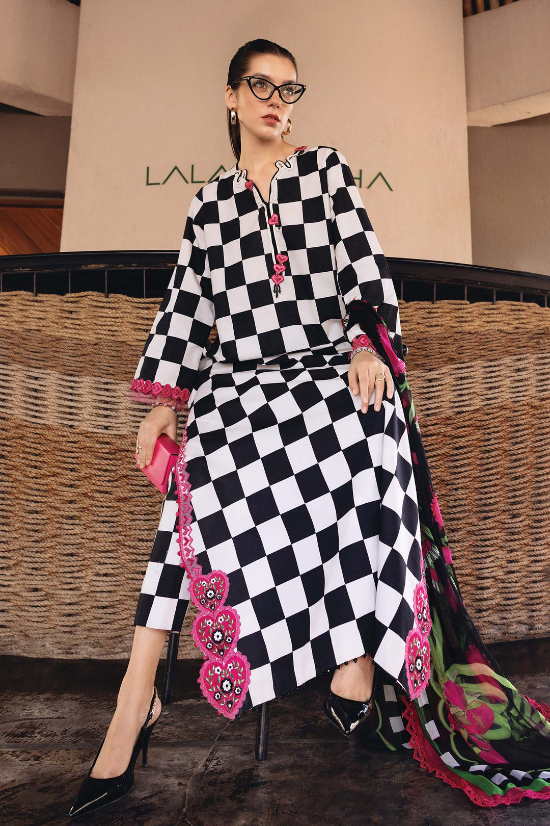 M.PRINTS 3 PIECE UNSTITCHED EMBROIDERED LAWN SUIT MPT-2906-B