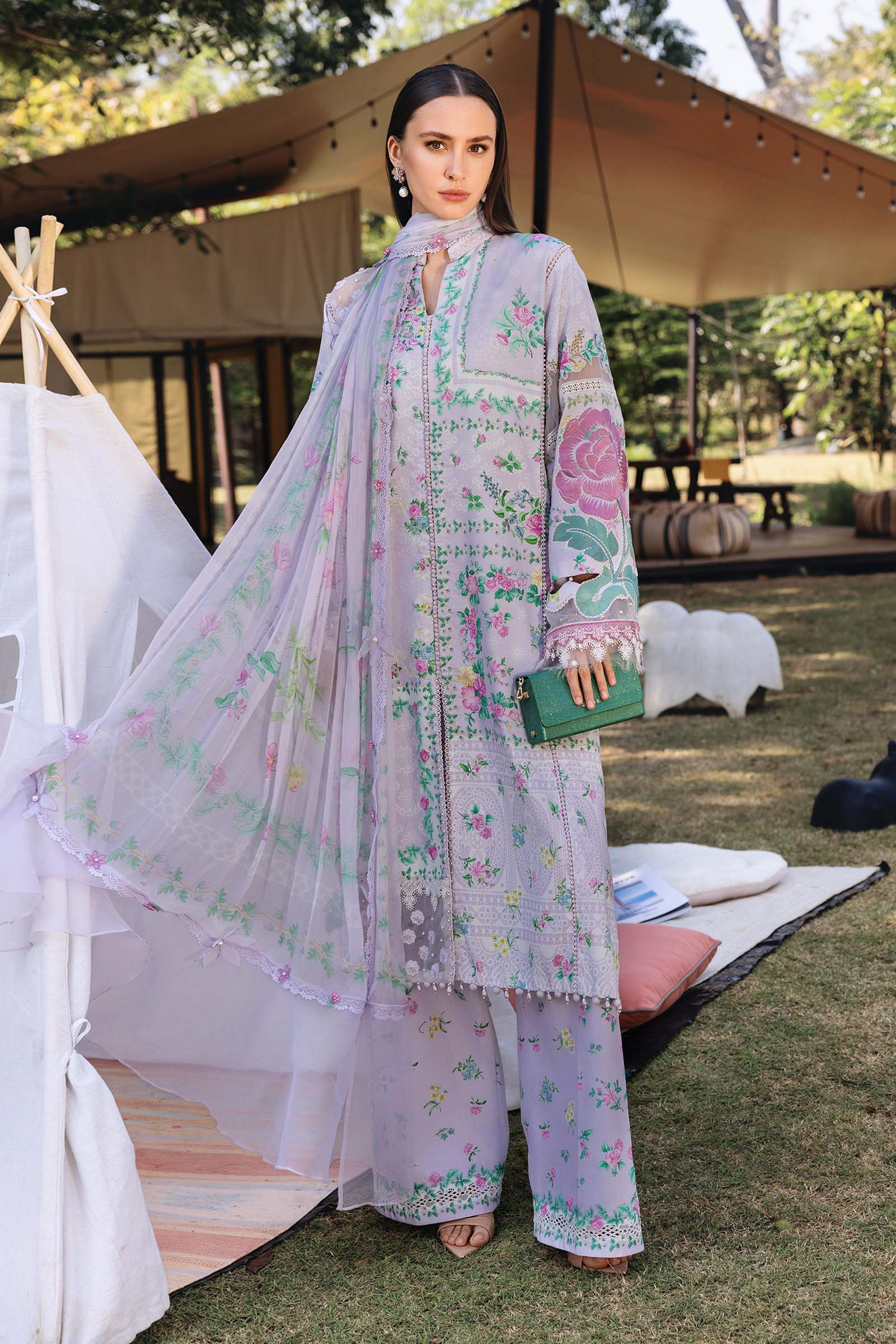 M.PRINTS 3 PIECE UNSTITCHED EMBROIDERED LAWN SUIT MPT-2904-A