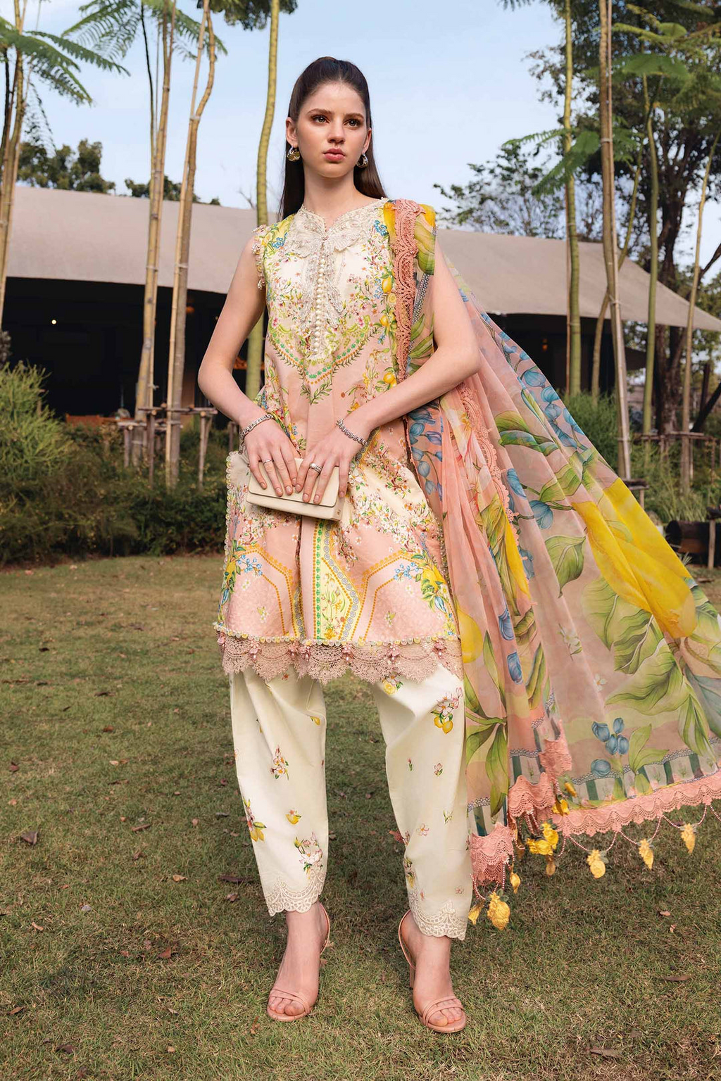 M.PRINTS 3 PIECE UNSTITCHED EMBROIDERED LAWN SUIT MPT-2908-A