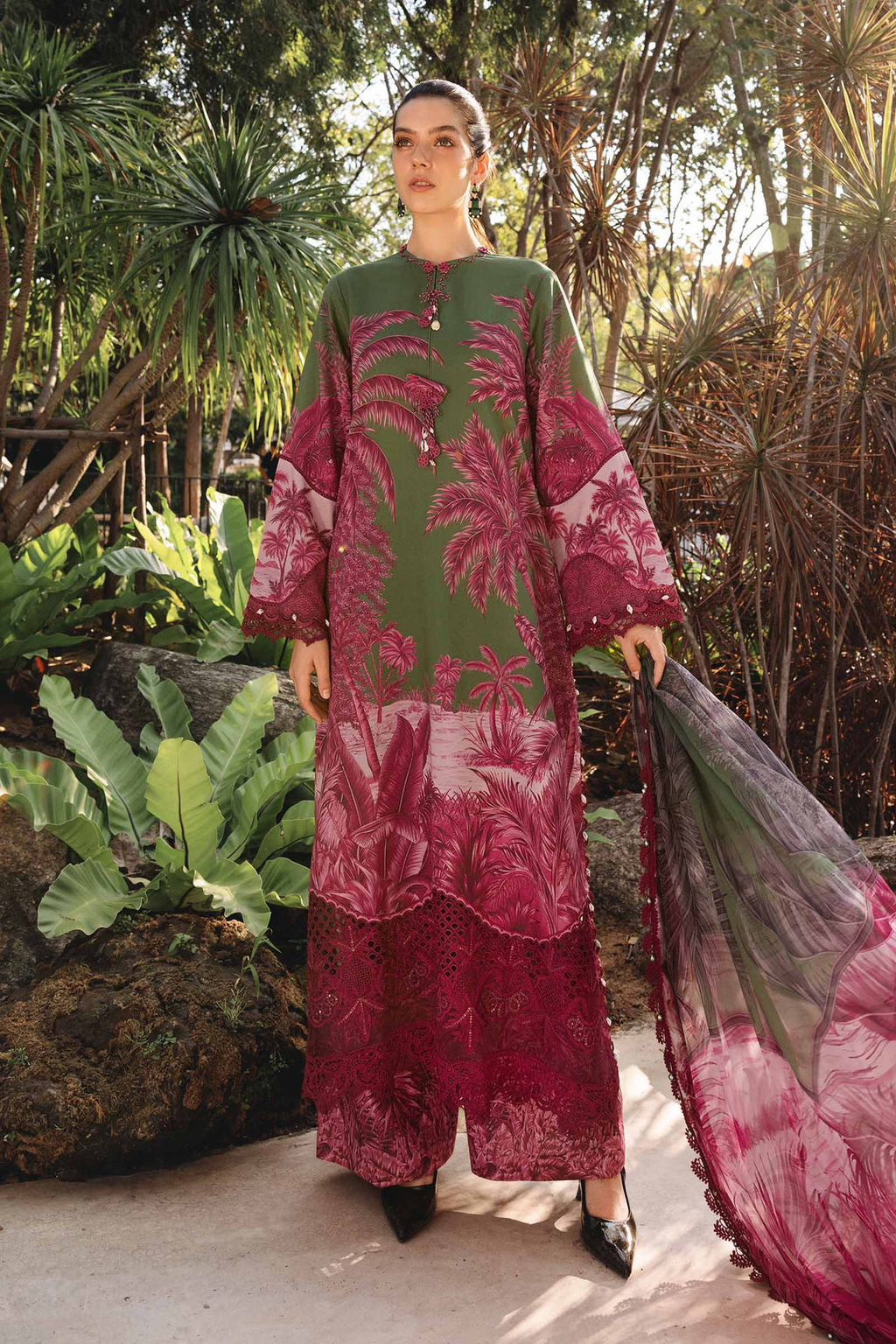 M.PRINTS 3 PIECE UNSTITCHED EMBROIDERED LAWN SUIT MPT-2911-B