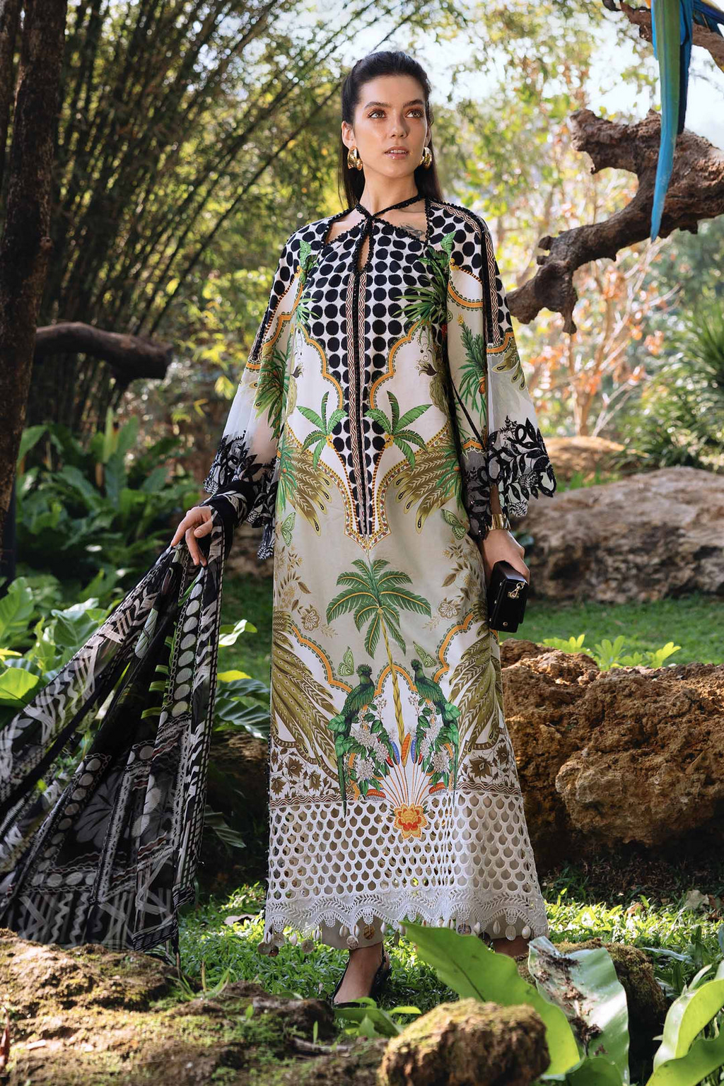 M.PRINTS 3 PIECE UNSTITCHED EMBROIDERED LAWN SUIT MPT-2905-A