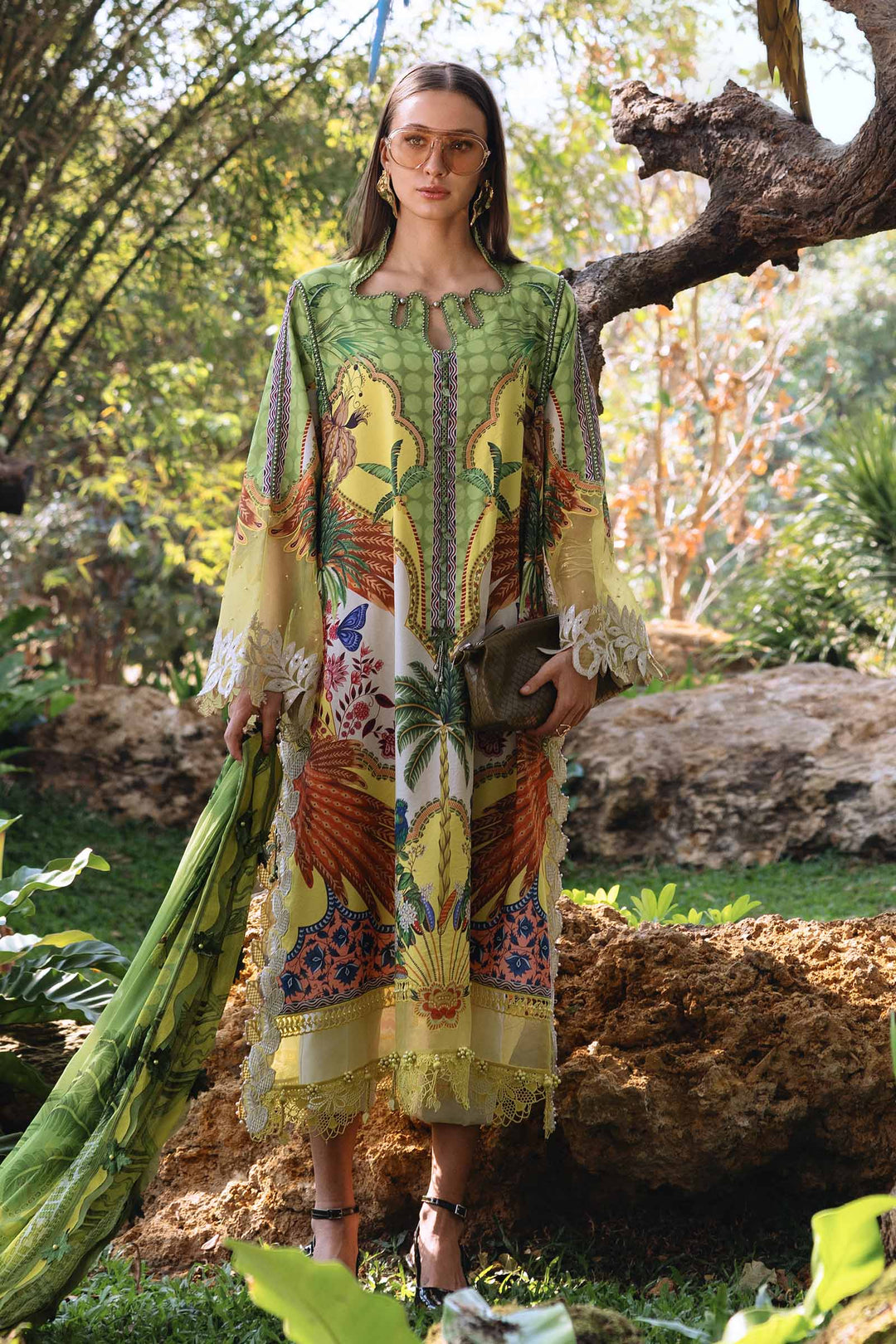 M.PRINTS 3 PIECE UNSTITCHED EMBROIDERED LAWN SUIT MPT-2905-B