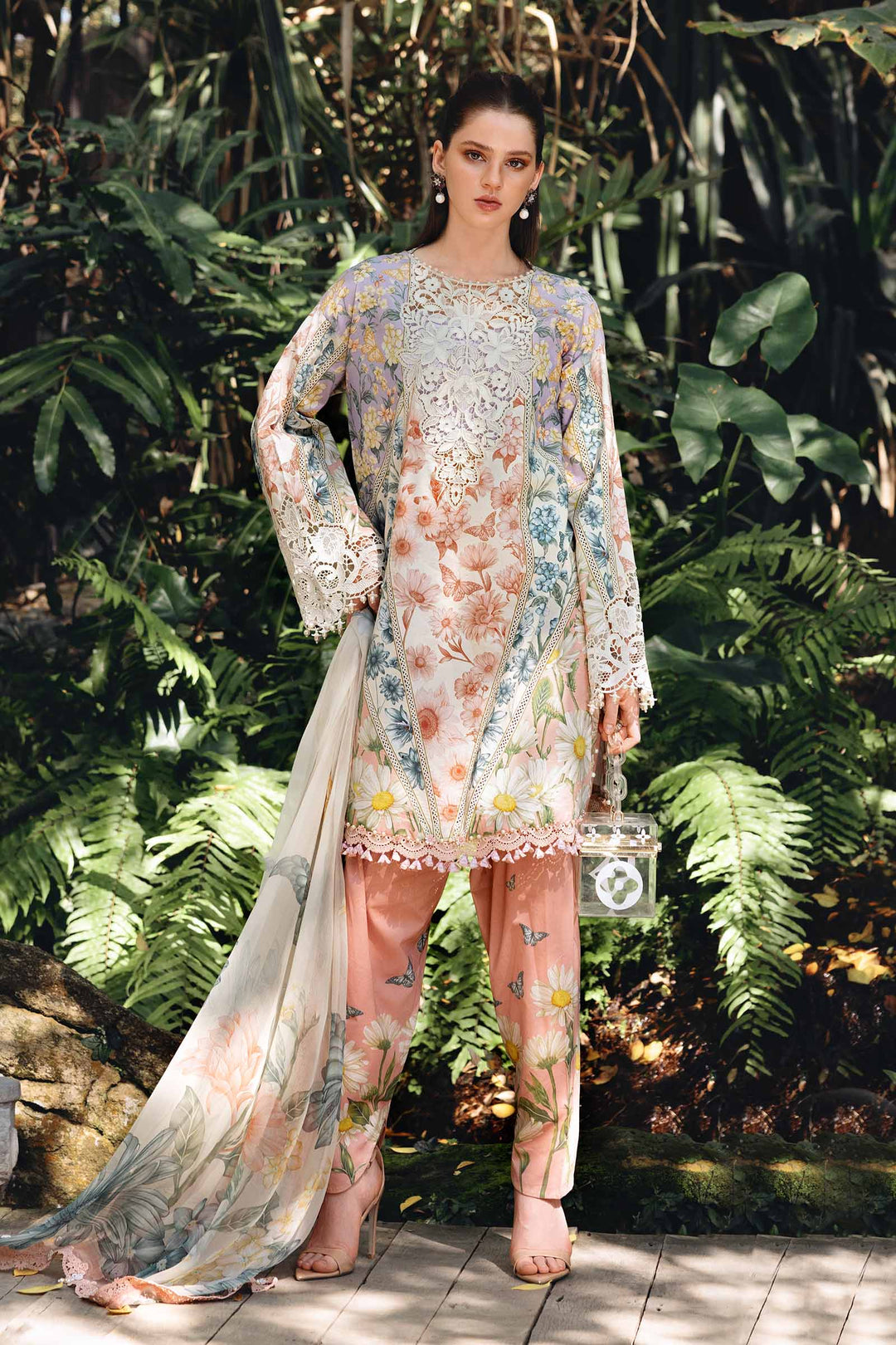 M.PRINTS 3 PIECE UNSTITCHED EMBROIDERED LAWN SUIT MPT-2910-B
