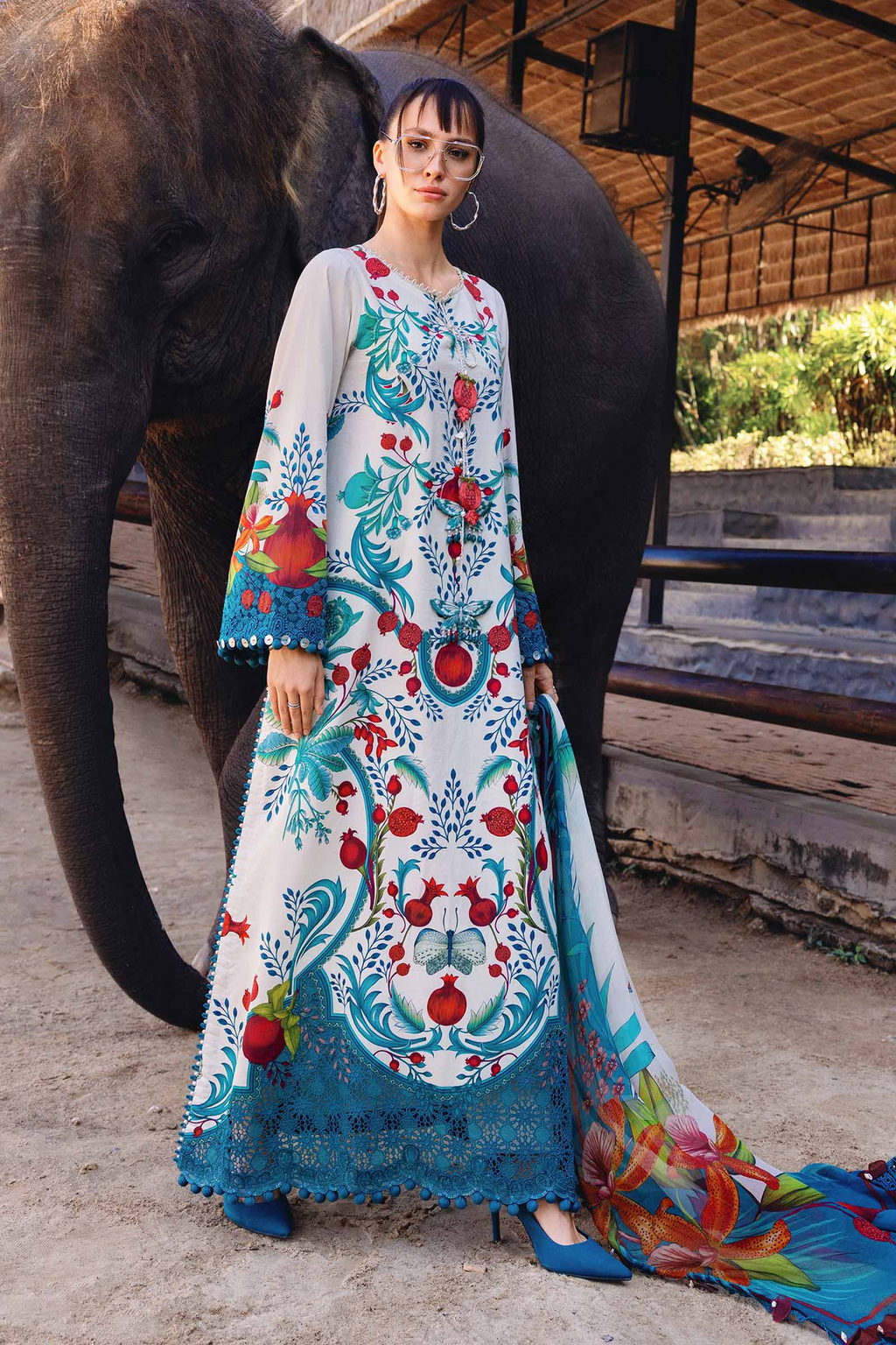 M.PRINTS 3 PIECE UNSTITCHED EMBROIDERED LAWN SUIT MPT-2912-A