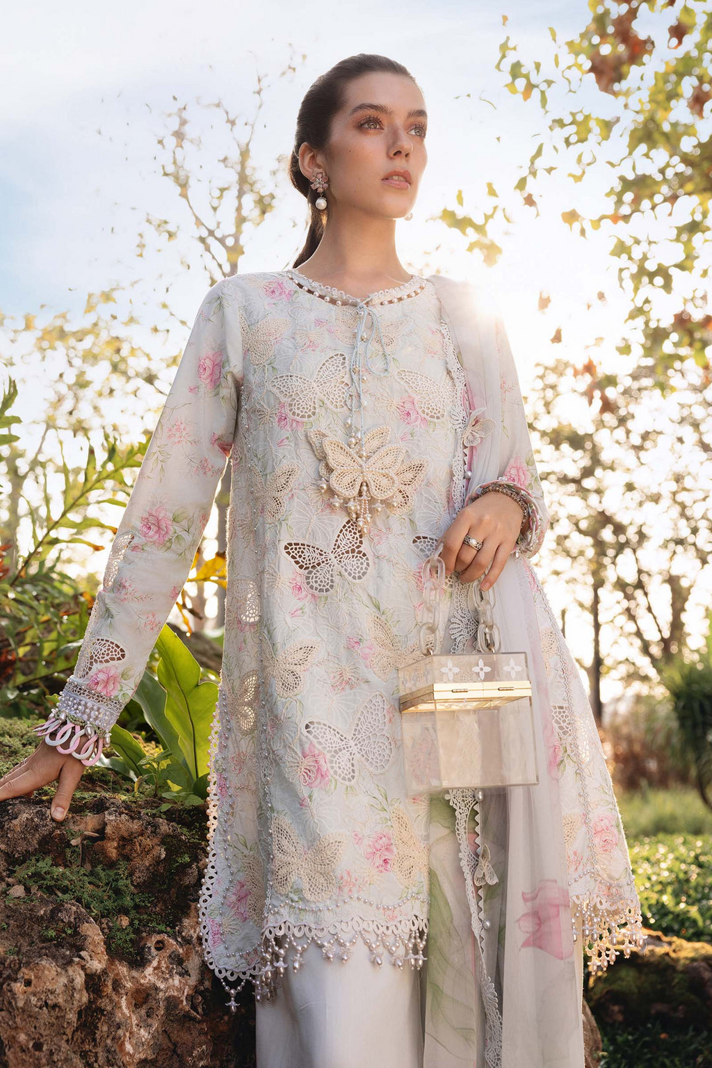 M.PRINTS 3 PIECE UNSTITCHED EMBROIDERED LAWN SUIT MPT-2901-A
