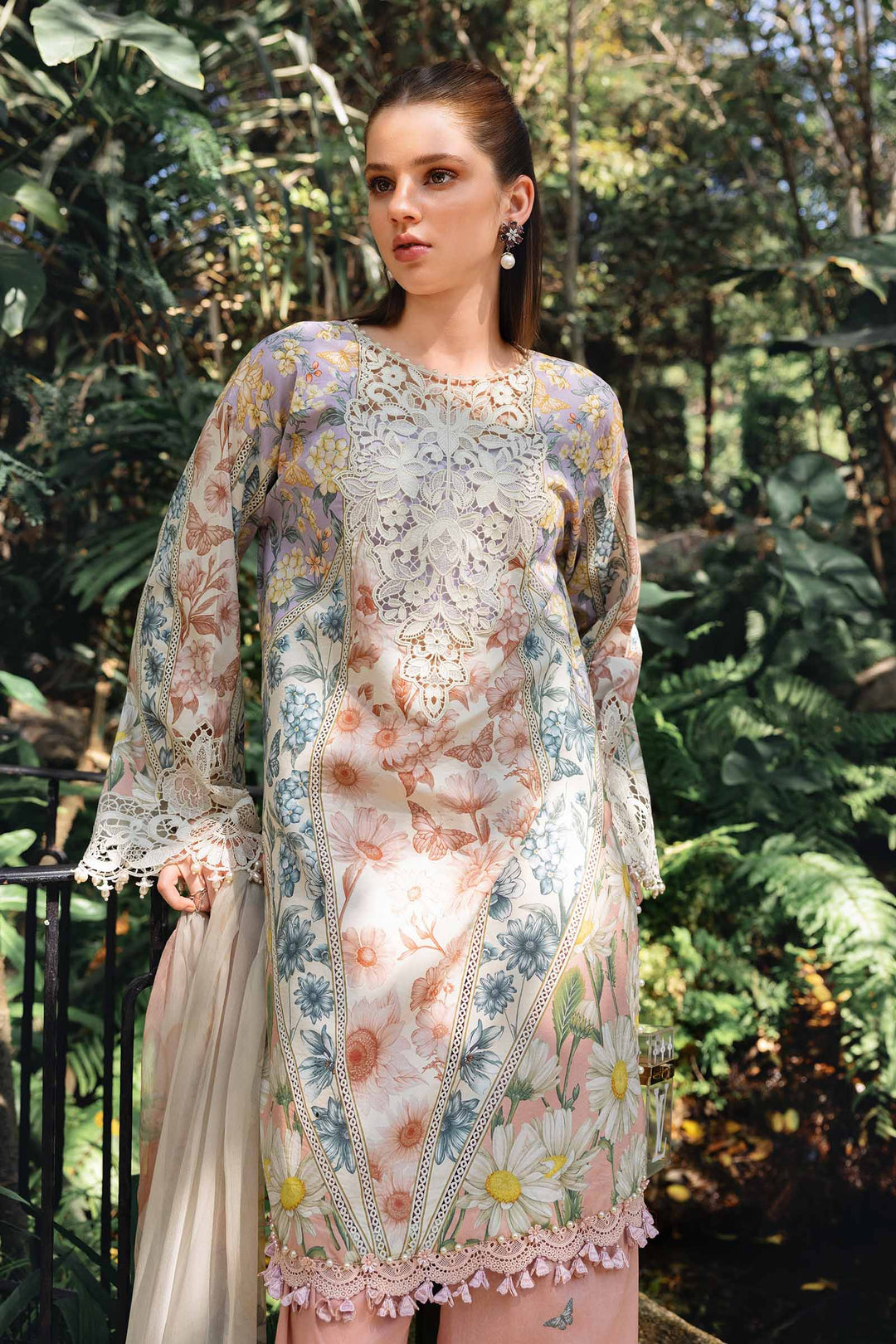M.PRINTS 3 PIECE UNSTITCHED EMBROIDERED LAWN SUIT MPT-2910-B