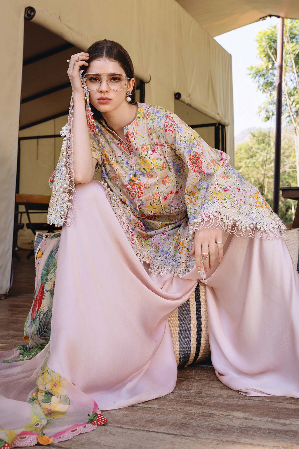 M.PRINTS 3 PIECE UNSTITCHED EMBROIDERED LAWN SUIT MPT-2914-A
