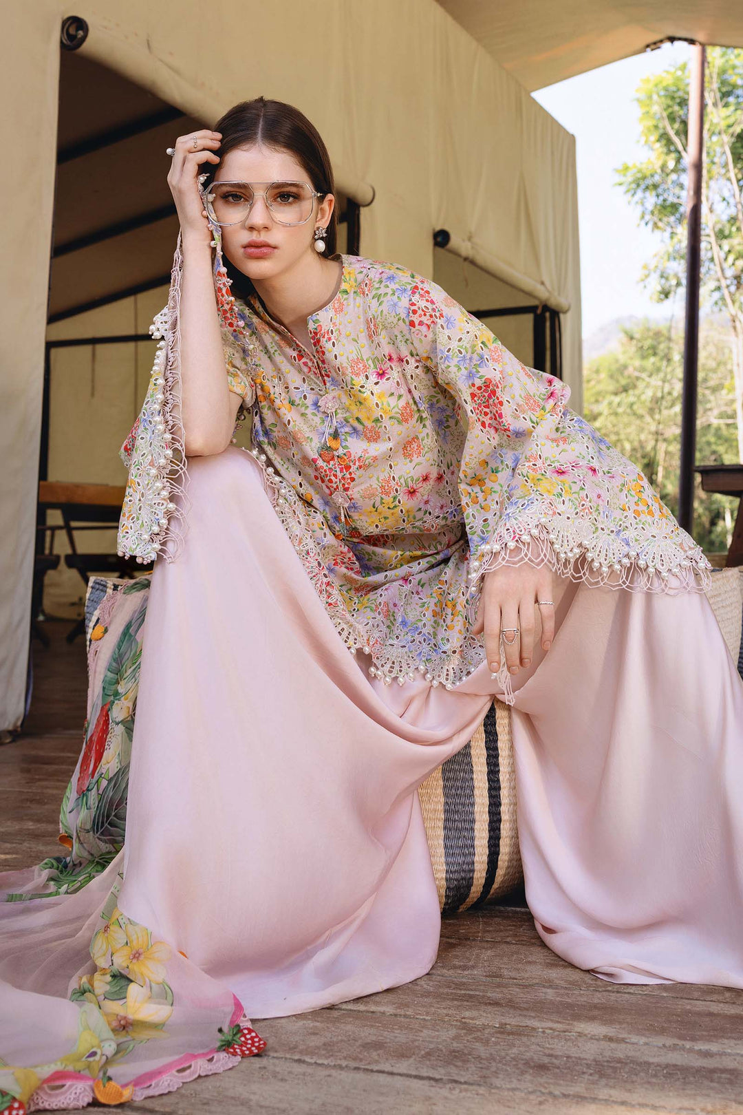 M.PRINTS 3 PIECE UNSTITCHED EMBROIDERED LAWN SUIT MPT-2914-A