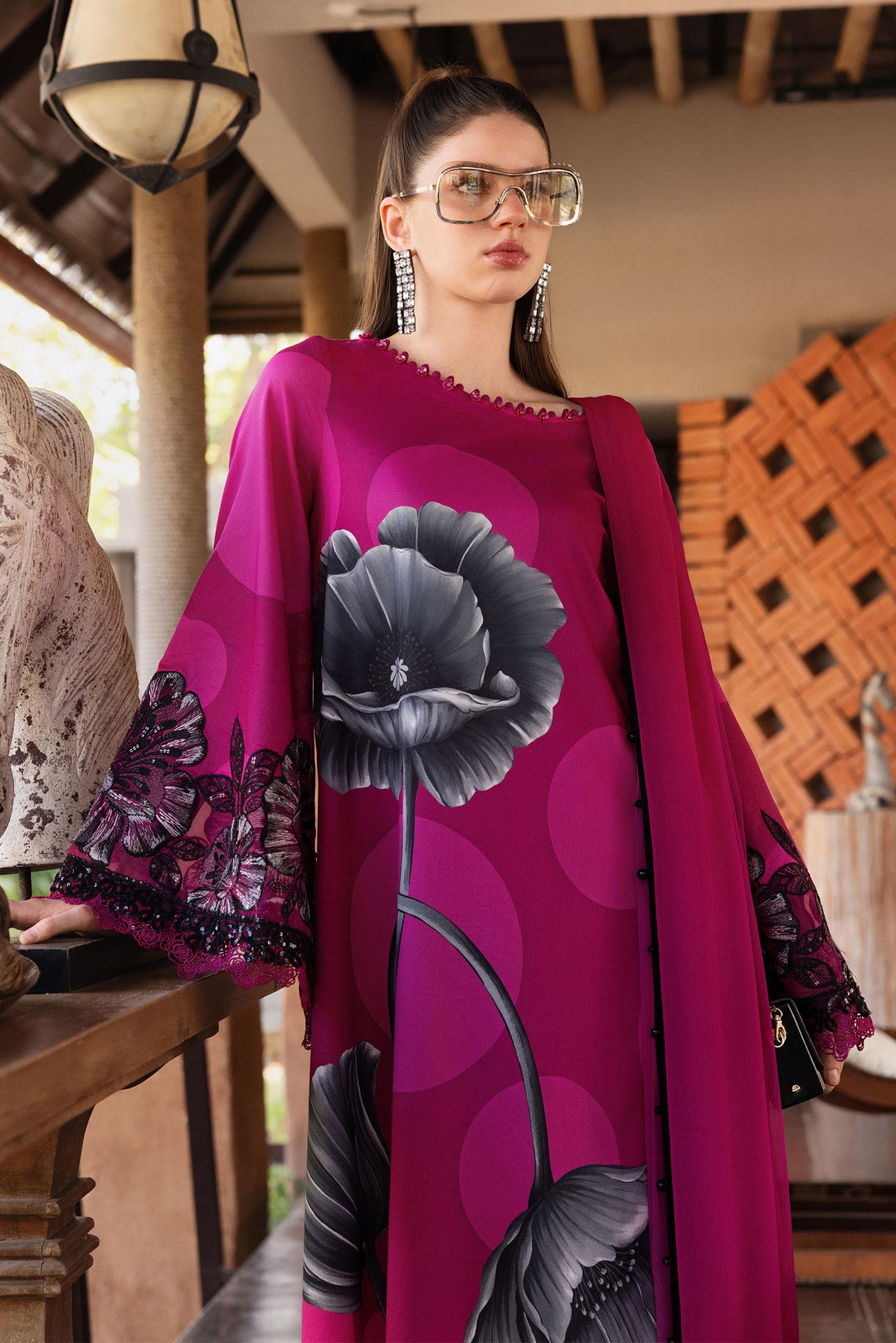M.PRINTS 3 PIECE UNSTITCHED EMBROIDERED LAWN SUIT MPT-2913-B