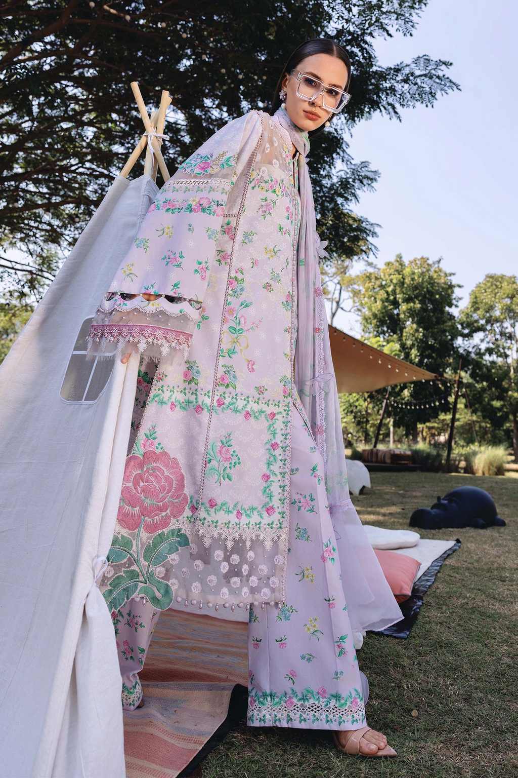 M.PRINTS 3 PIECE UNSTITCHED EMBROIDERED LAWN SUIT MPT-2904-A