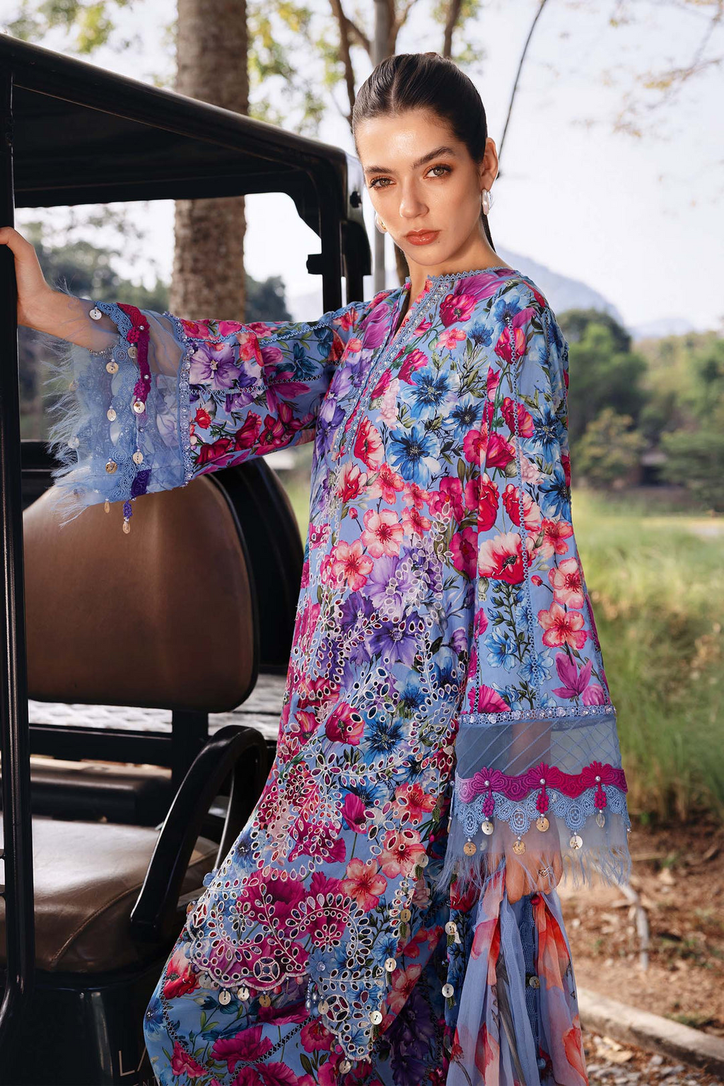 M.PRINTS 3 PIECE UNSTITCHED EMBROIDERED LAWN SUIT MPT-2902-B