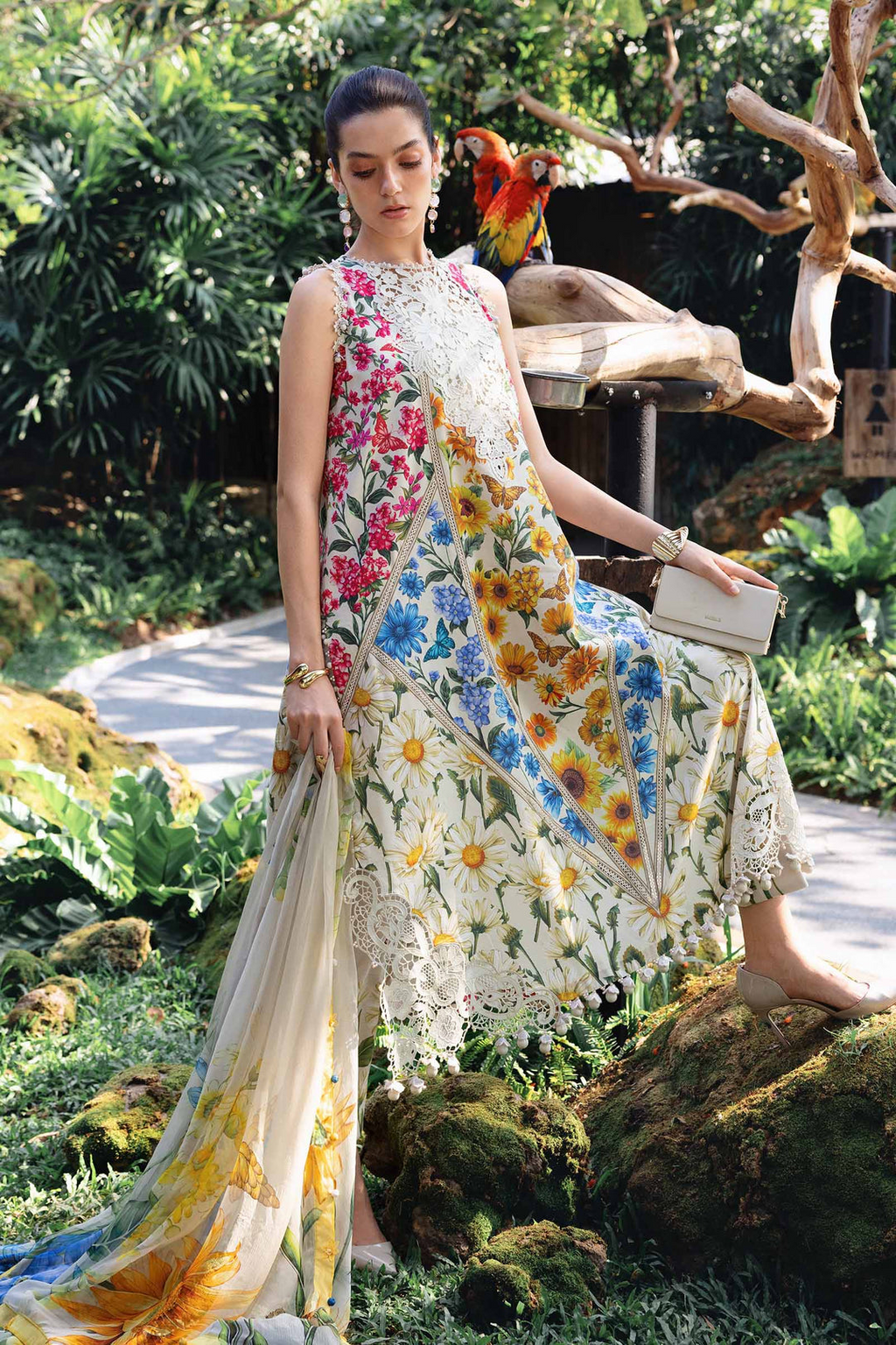 M.PRINTS 3 PIECE UNSTITCHED EMBROIDERED LAWN SUIT MPT-2910-A