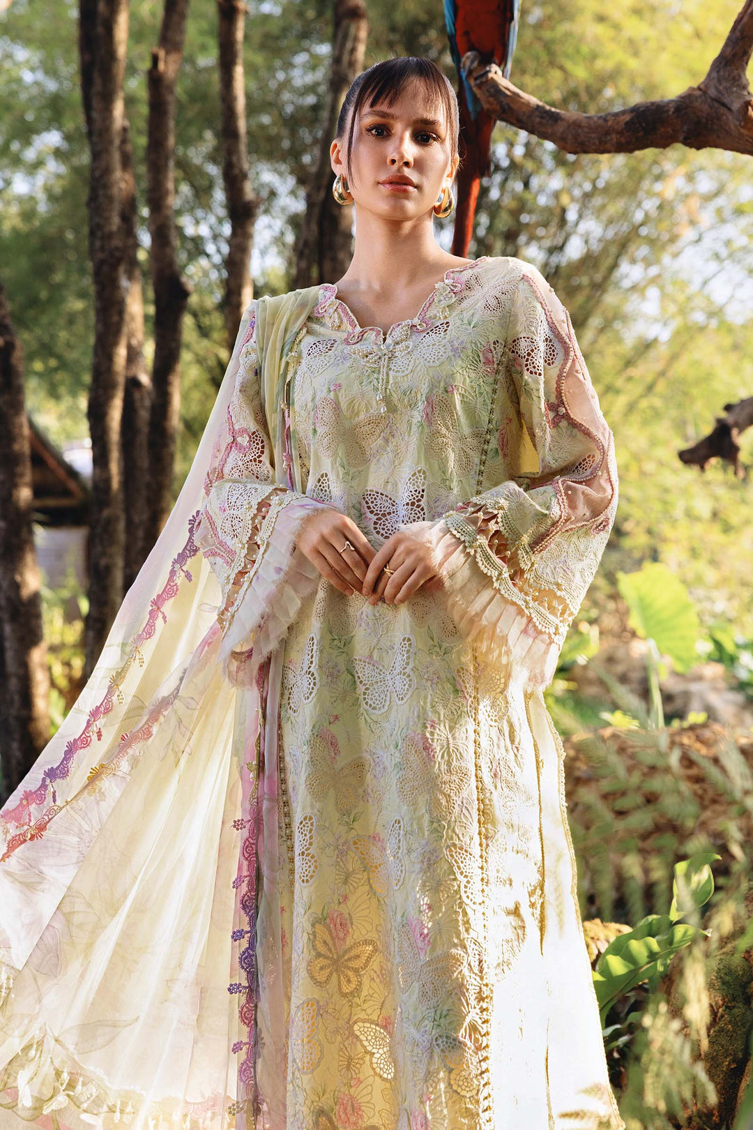 M.PRINTS 3 PIECE UNSTITCHED EMBROIDERED LAWN SUIT MPT-2901-B