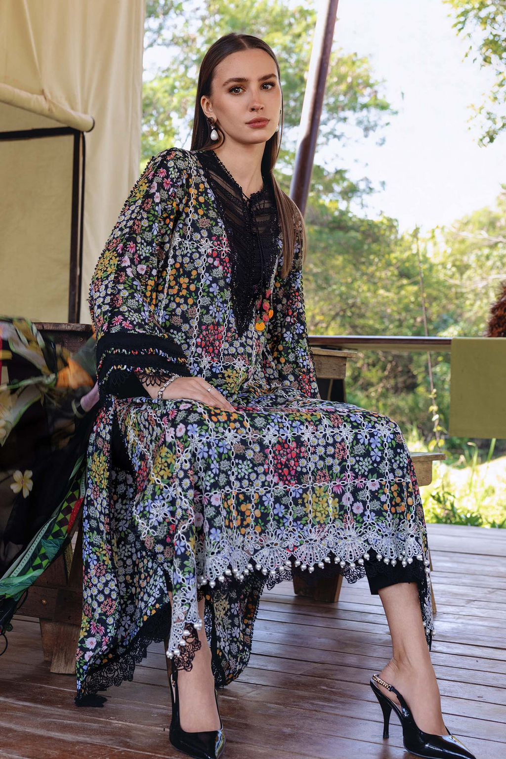 M.PRINTS 3 PIECE UNSTITCHED EMBROIDERED LAWN SUIT MPT-2914-B