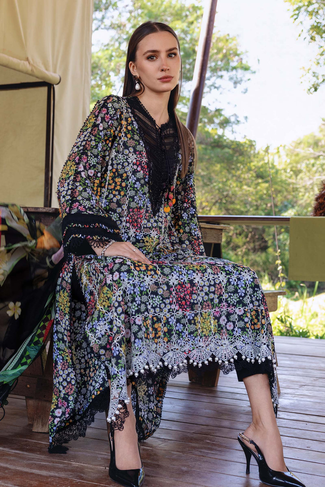 M.PRINTS 3 PIECE UNSTITCHED EMBROIDERED LAWN SUIT MPT-2914-B