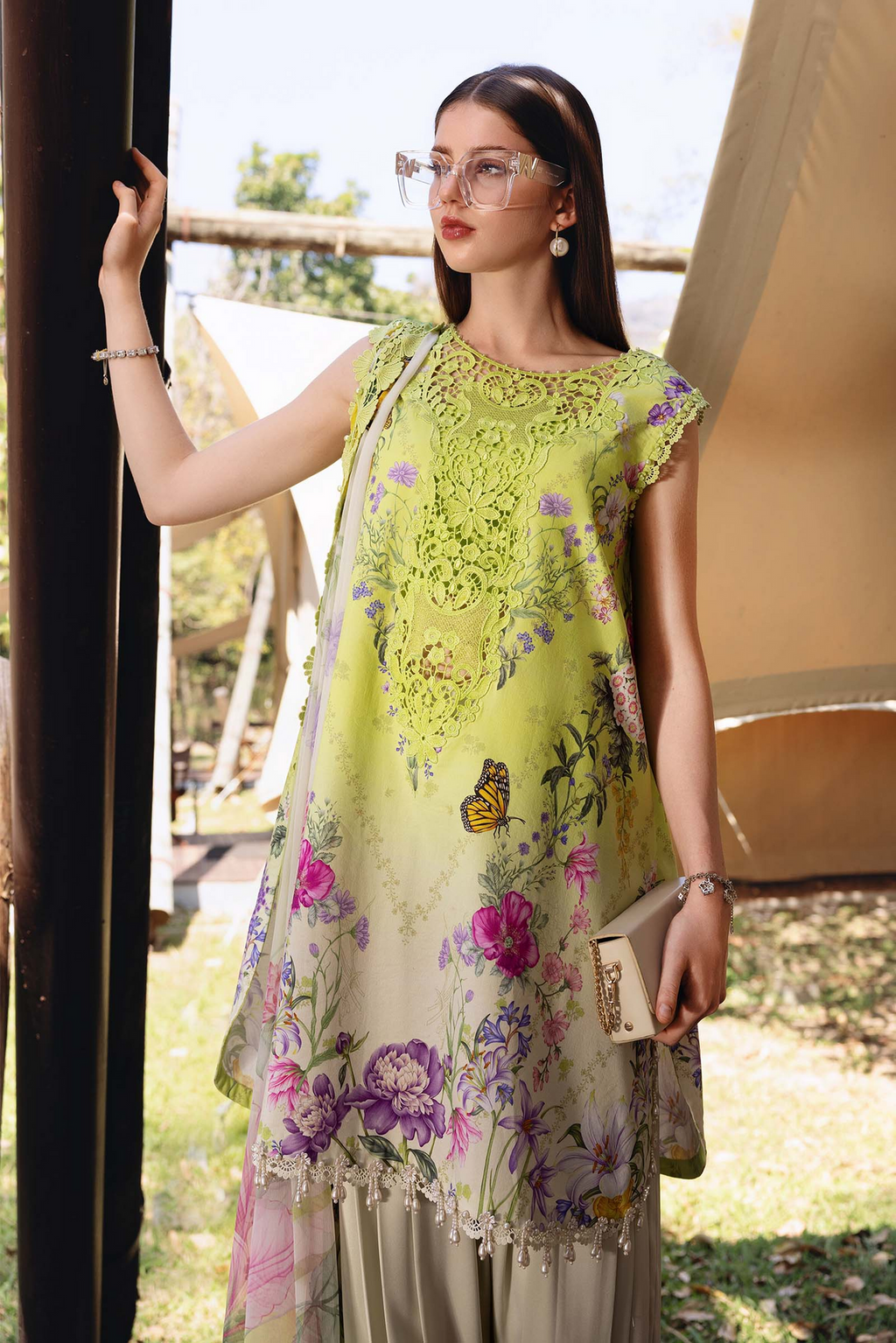M.PRINTS 3 PIECE UNSTITCHED EMBROIDERED LAWN SUIT MPT-2909-A