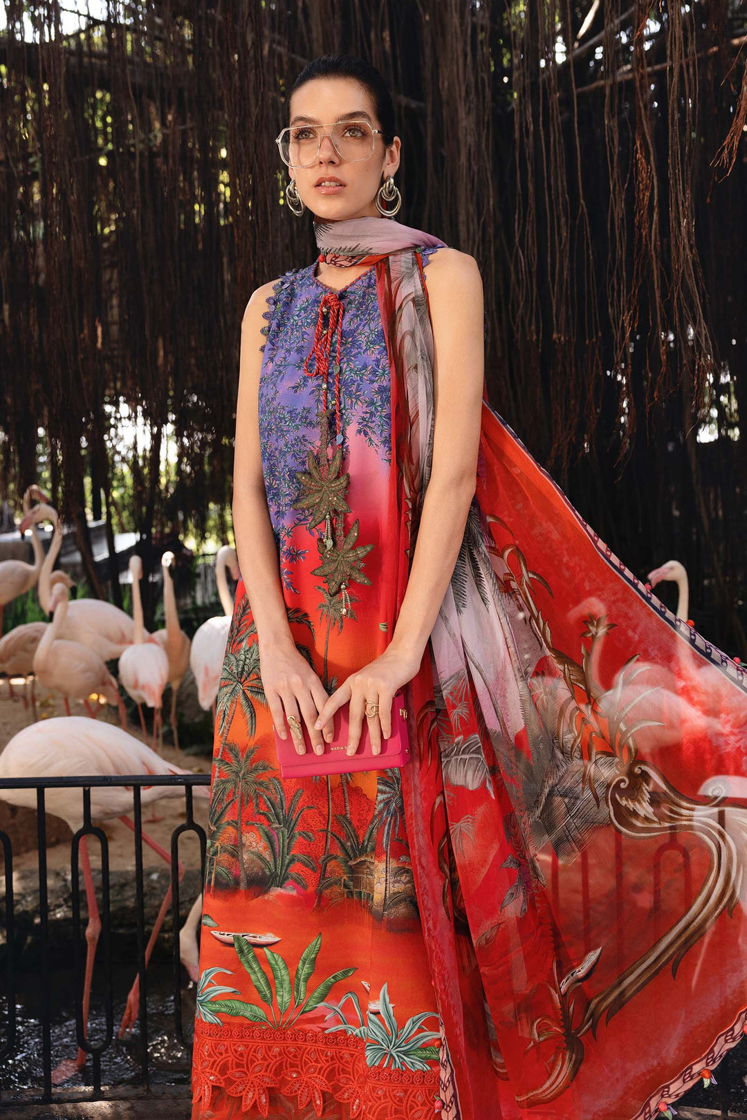 M.PRINTS 3 PIECE UNSTITCHED EMBROIDERED LAWN SUIT MPT-2907-B