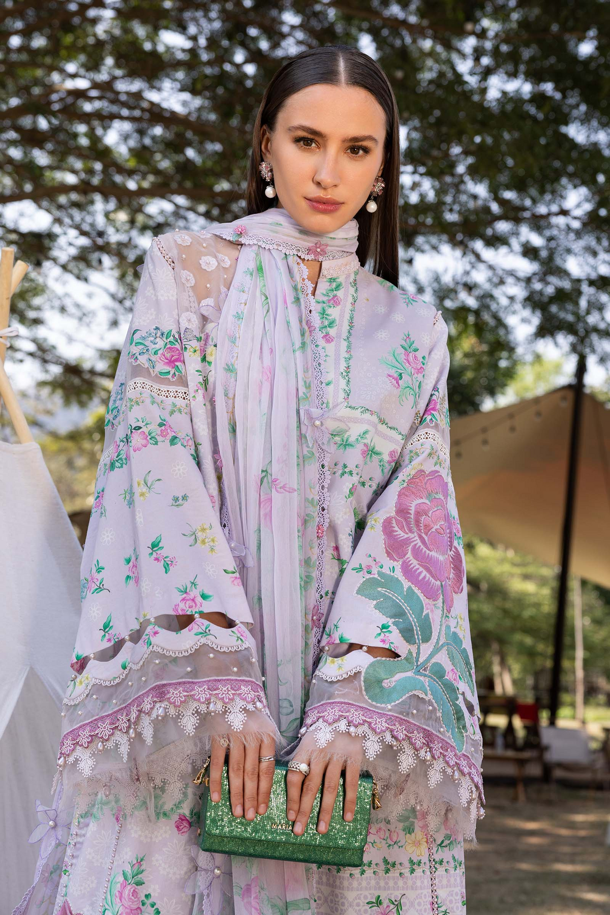 M.PRINTS 3 PIECE UNSTITCHED EMBROIDERED LAWN SUIT MPT-2904-A