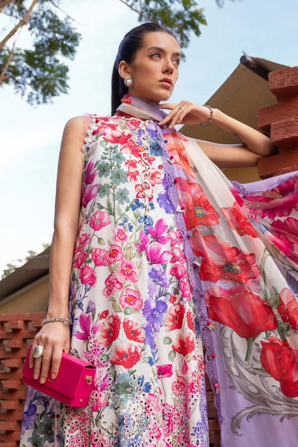 M.PRINTS 3 PIECE UNSTITCHED EMBROIDERED LAWN SUIT MPT-2902-A