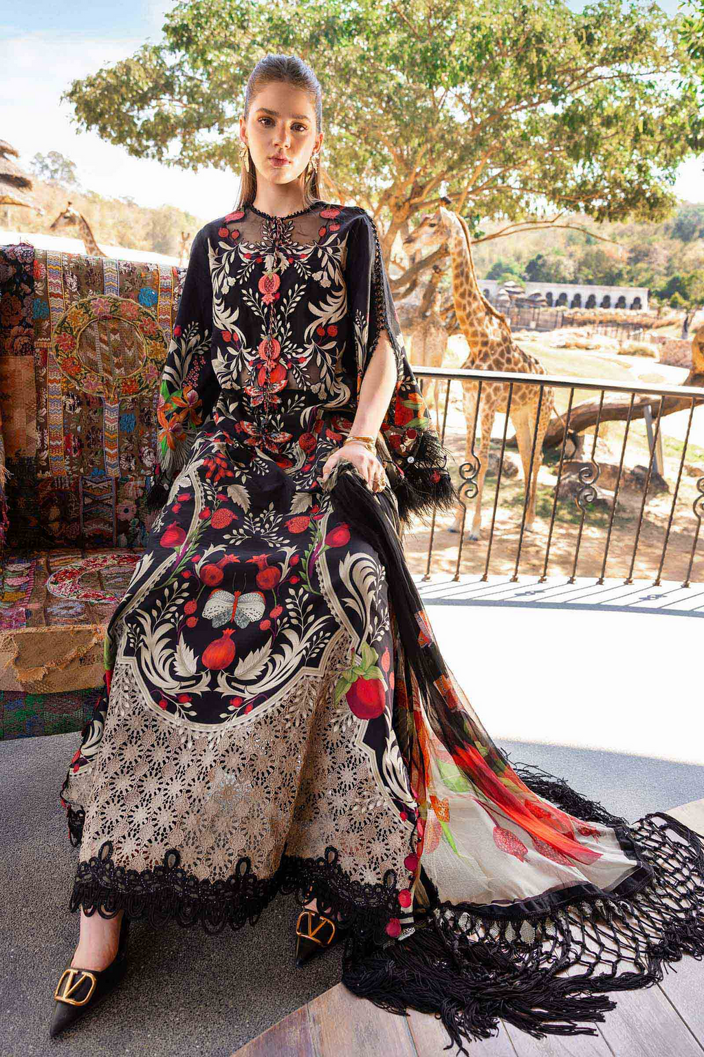 M.PRINTS 3 PIECE UNSTITCHED EMBROIDERED LAWN SUIT MPT-2912-B