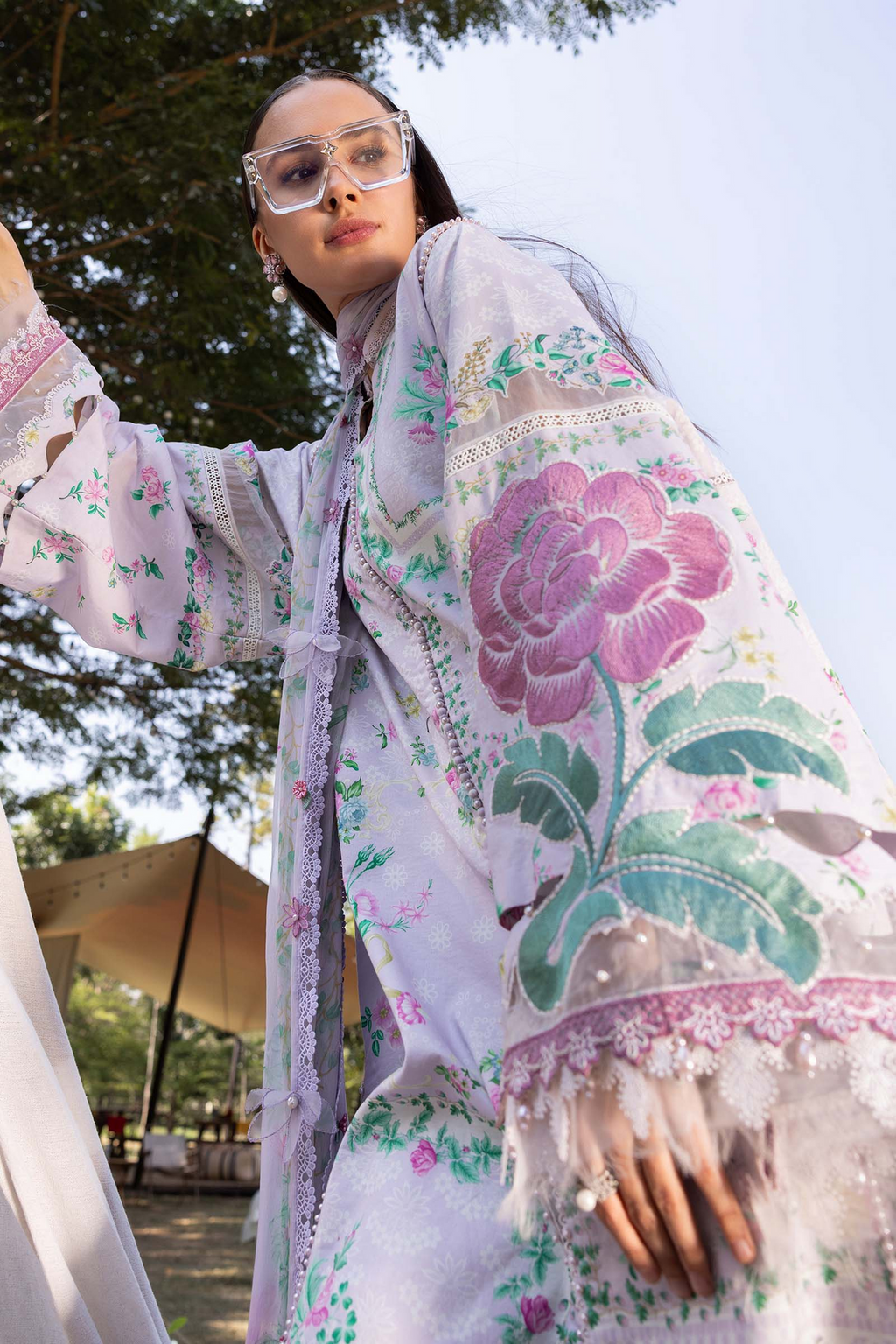 M.PRINTS 3 PIECE UNSTITCHED EMBROIDERED LAWN SUIT MPT-2904-A