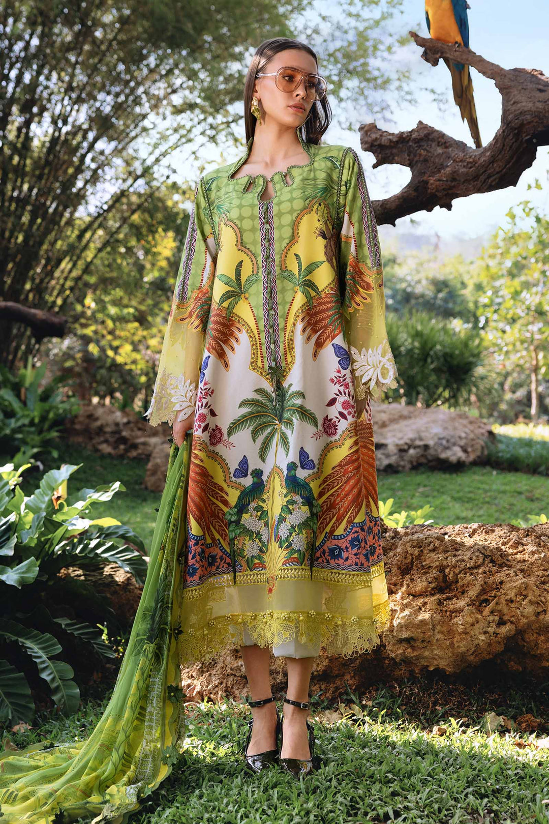M.PRINTS 3 PIECE UNSTITCHED EMBROIDERED LAWN SUIT MPT-2905-B
